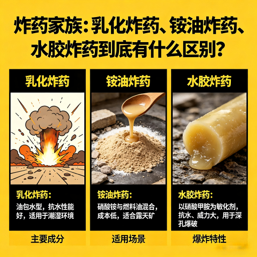 黔南炸药家族：乳化炸药、铵油炸药、水胶炸药到底有什么区别？